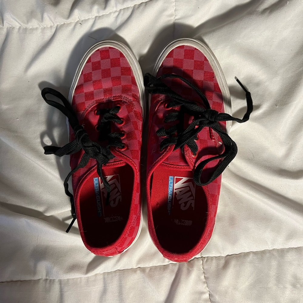 Red Checkered Reflective Vans